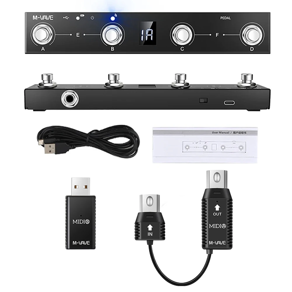 

M-VAVE Chocolate MIDI Controller APP Control BT Rechargeable 4 Buttons MIDI Controller Pedal with Wireless MIDI System