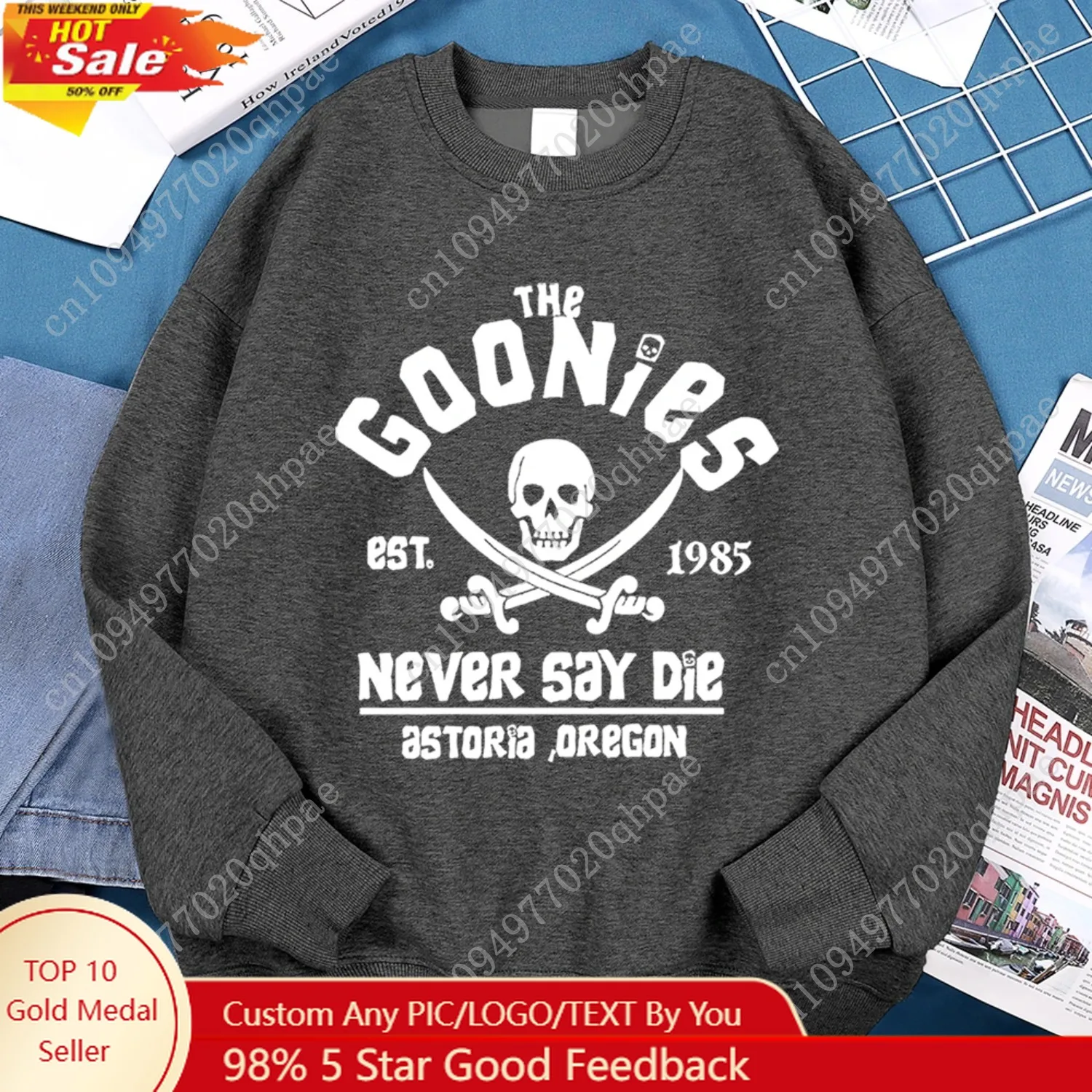 

The Goonies Never Say Die Printing Hoody Man Hip Hop O-Neck Menswear Fashion Fitness Hoodie Crewneck Loose Fleece Sweatshirt