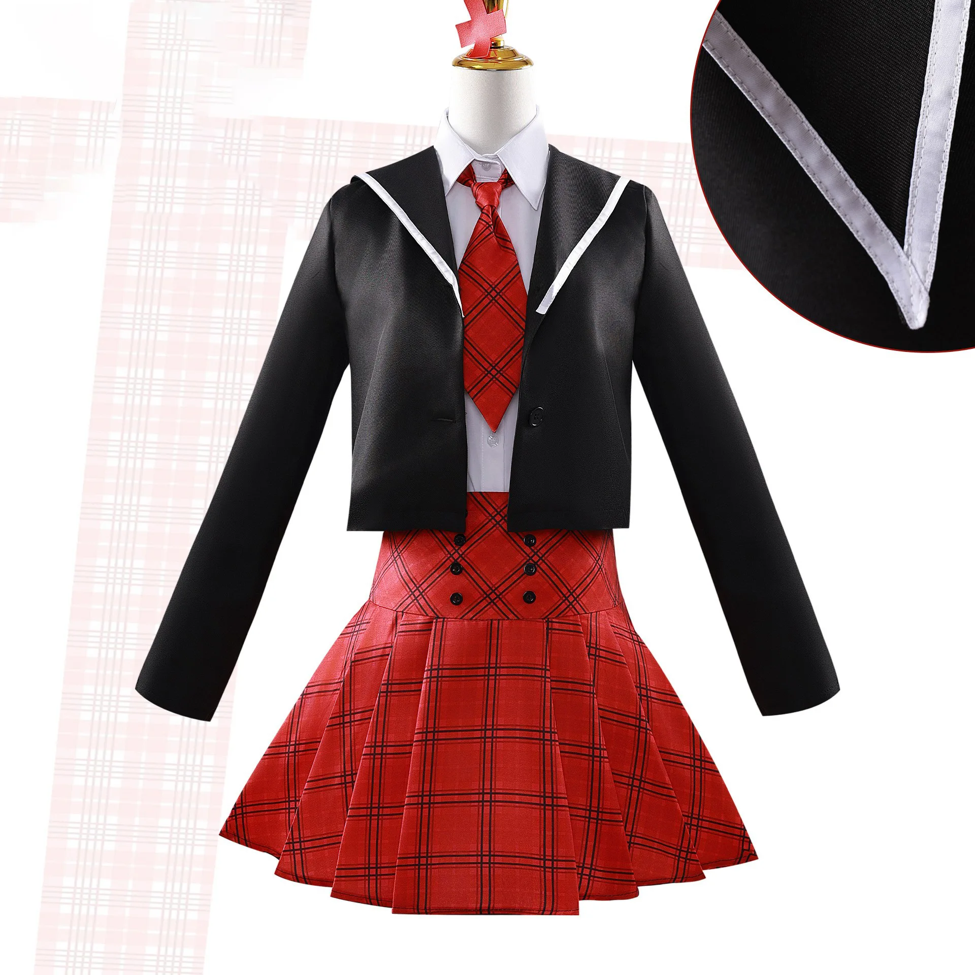 

Shugo Chara Hinamori Amu Anime Character Cosplay Costume Uniform Skirt School Uniform Cosplay Complete Set of Props Wig