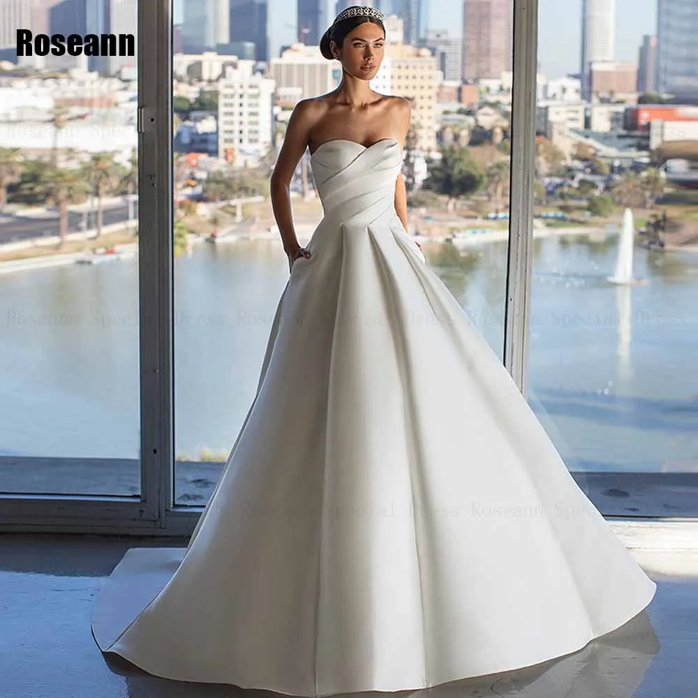 Customized Exquisite 2025 A-line Wedding Dress Sleeveless Ruffle Draped Pleat Strapless Open Back Bride Dresses robe de mariée