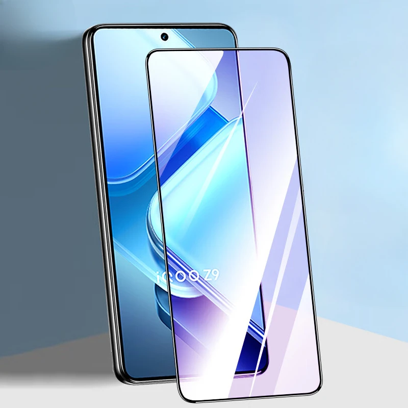 9D Tempered Glass for Vivo IQOO Z9 Z9x Turbo Black Edge Clear Anti Blue Screen Protector for IqooZ9 IQOOZ9 Protective Front Film