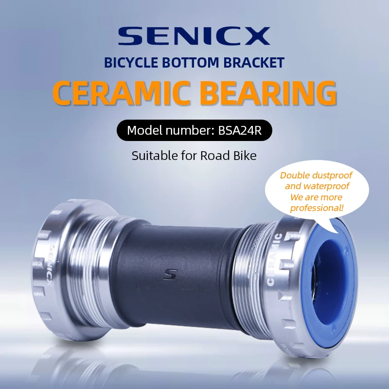 SENICX Dolny wspornik rowerowy Ceramiczny gwint BSA Rower szosowy Ruch centralny Odpowiedni do mechanizmu korbowego Shimano / SRAM GXP Oś 24 mm