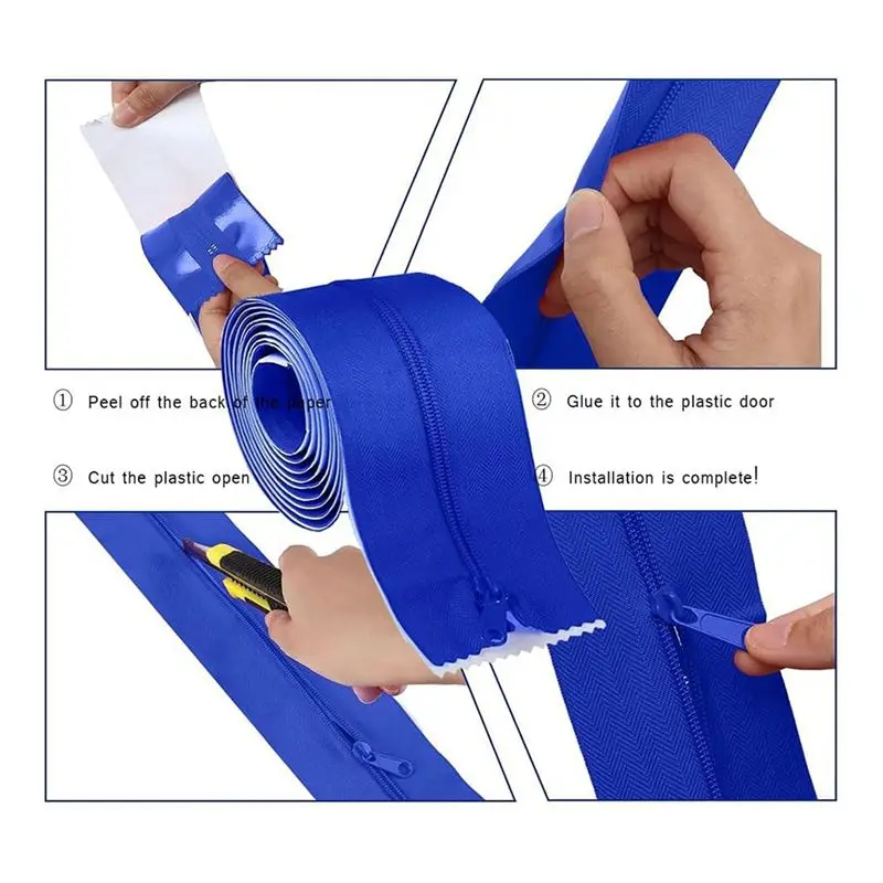 2 Roll Heavy Duty Zipper Dust Barrier Zipper 3 Inch X 7 Ft Construction Zipper Self Adhesive Zipper Used For Greenhouse Highly R