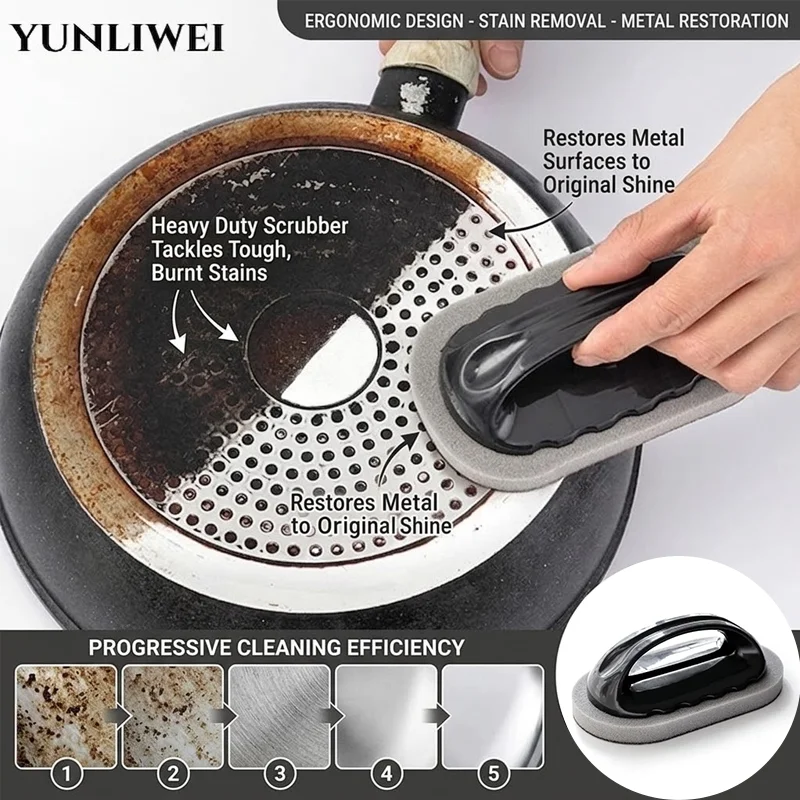 1/2PCS Sponge Brush Wipe Eraser Cleaner Kitchen Bath Rust Strong Decontamination Cleaning Tools with Handle Household Tools