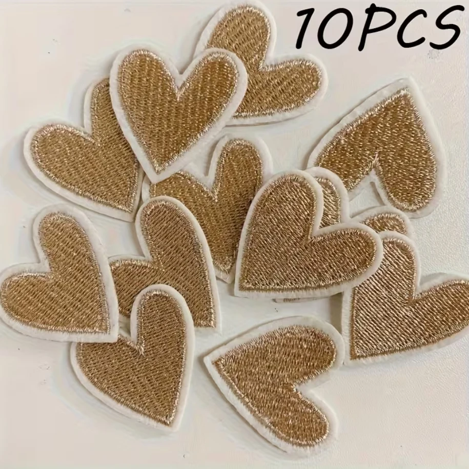 แผ่นปะผ้ารูปหัวใจสีทอง 10 ชิ้น - Embroidery Letter M บทวิจารณ์และราคา
