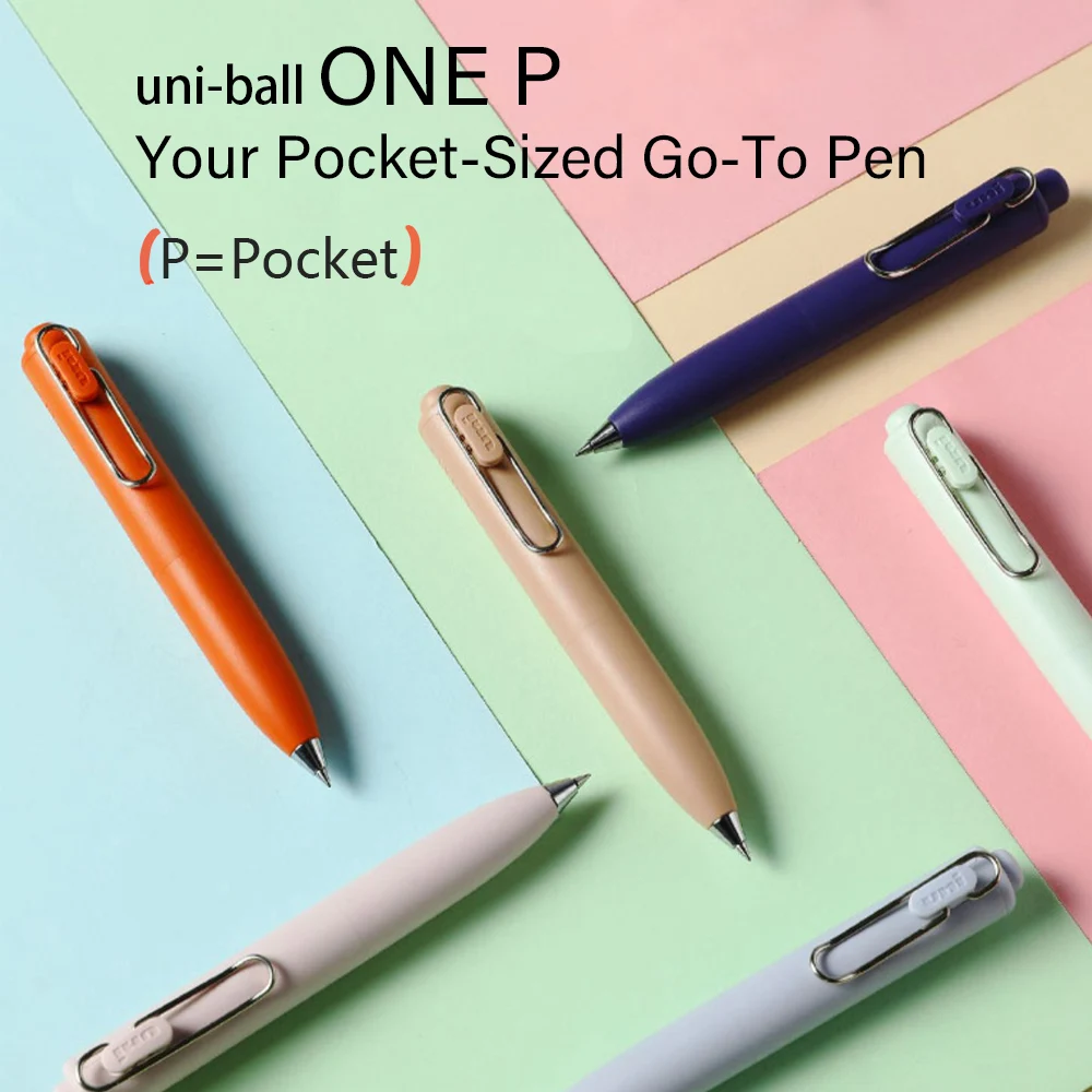 قلم جل Uni-ball ONE P (UMN-SP) سريع الجفاف 0.38/0.5 مم - حبر أسود عميق برميل قصير، محمول صغير للطلاب يوميات Note T #5