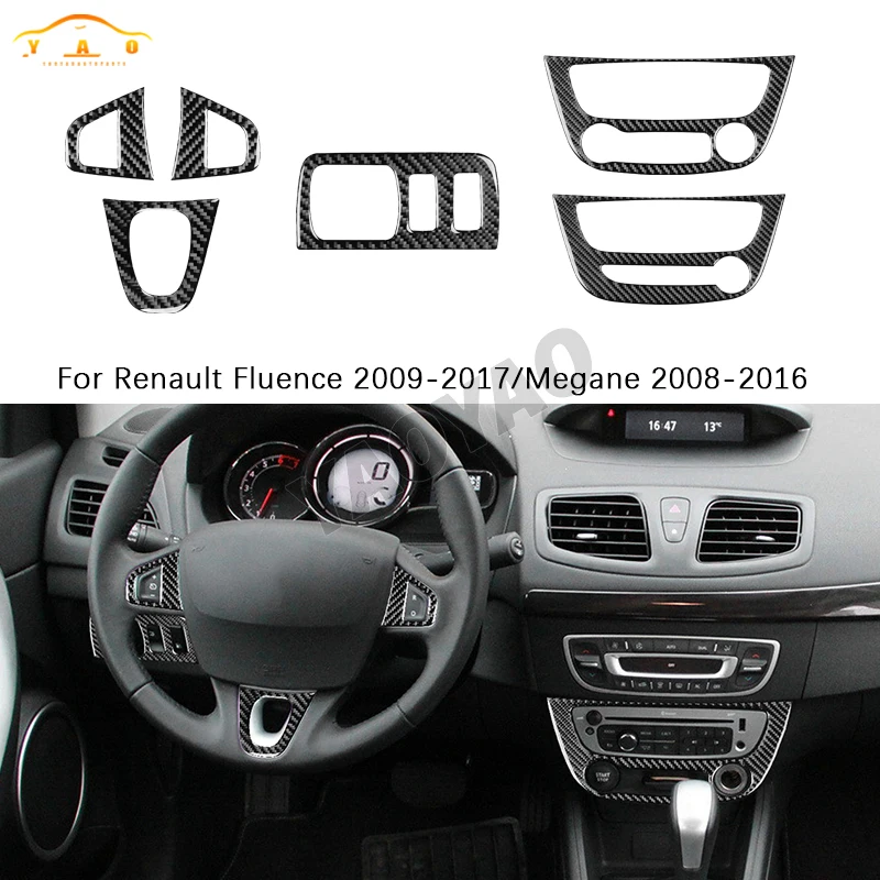 

Car Sticker For Renault Fluence Megane 3 RS Scenic 2009-2015 Carbon Fiber Car Steering Wheel Central Control CD Headlight Button