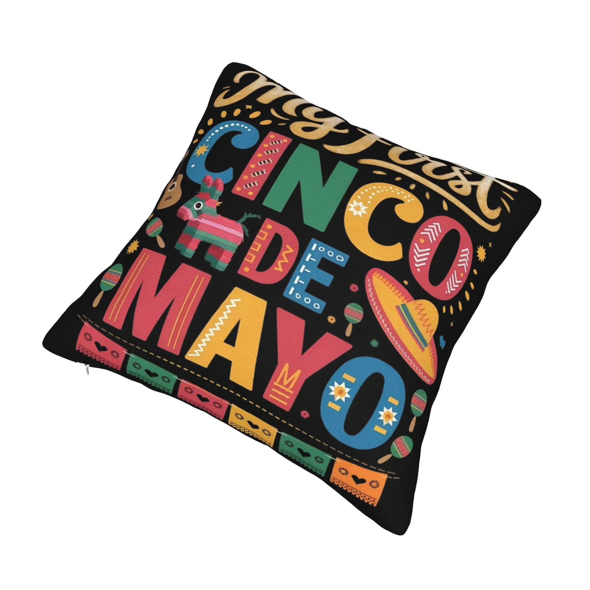 Decorative Pillowcases Let's Fiesta Cinco De Mayo  Accessories Home  Throw Pillow Case Cover Zipper Multiple Sizes
