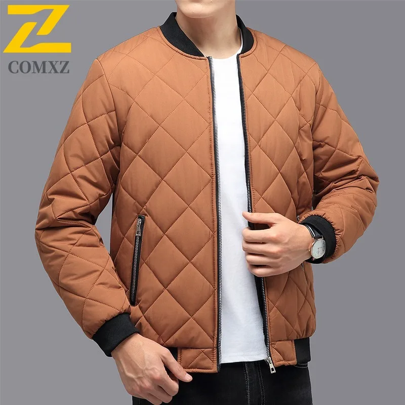 

COMXZ Мужская куртка для хлеба, классическая деловая роскошная минималистичная ветрозащитная стеганая куртка для гольфа и путешествий, 2021, высококачественная зимняя куртка в снежном стиле