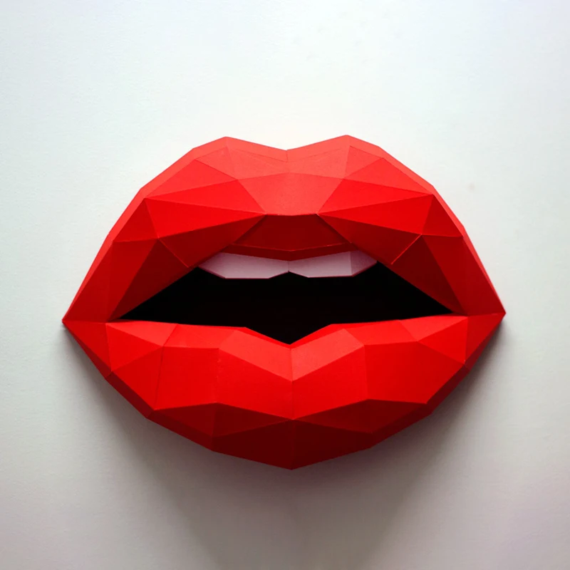 Flame red lips women\'s cosmetics lipstick shop wall three-dimensional paper art decoration ornaments personality