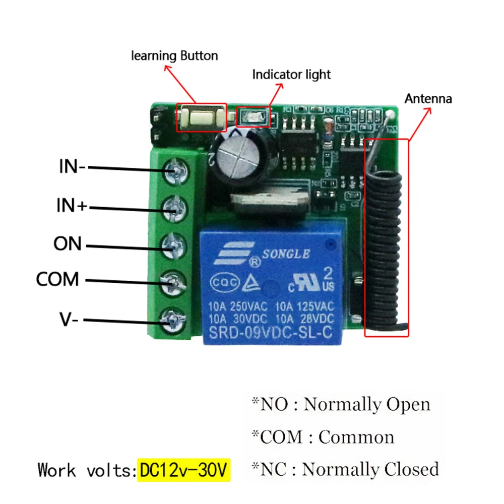 Wireless Switch DC 12V 1CH Mini Relay Module On Off 433Mhz Remote Controller RF Wireless Remote Switch