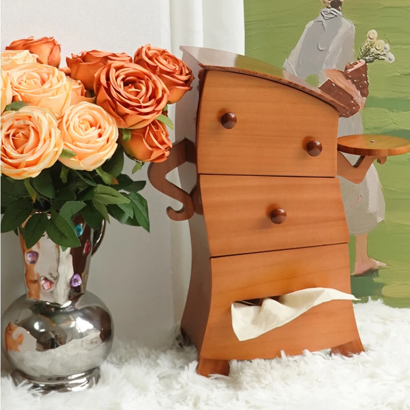 

Creative Multi-function Wooden Key Organizer Box, Creative Drawer Type Tissue Box, Certificate Collection Boxes, Desktop