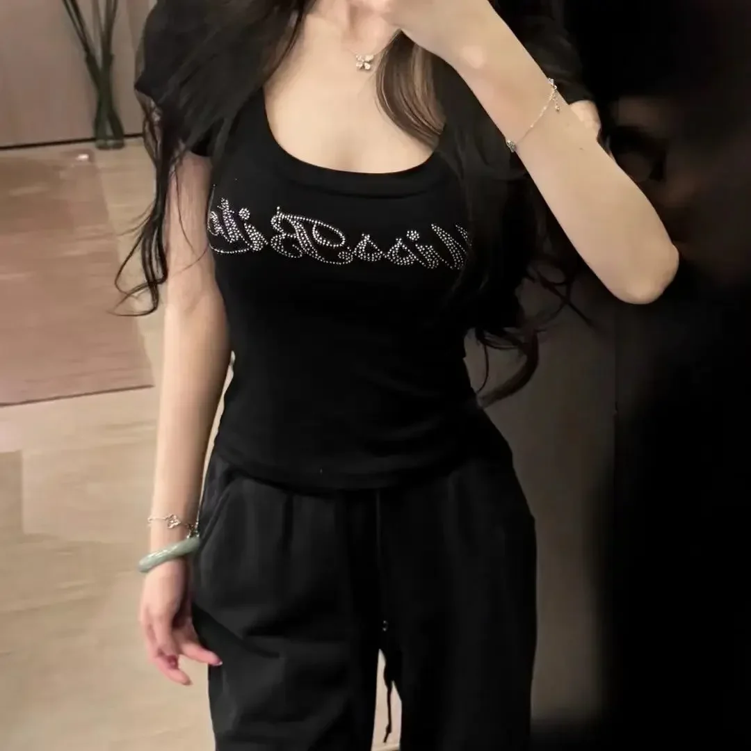 Slimming Spice Girl Pure Want Short Tight-fitting Top American Short-sleeved T-shirt Women's Summer Design Sense Niche