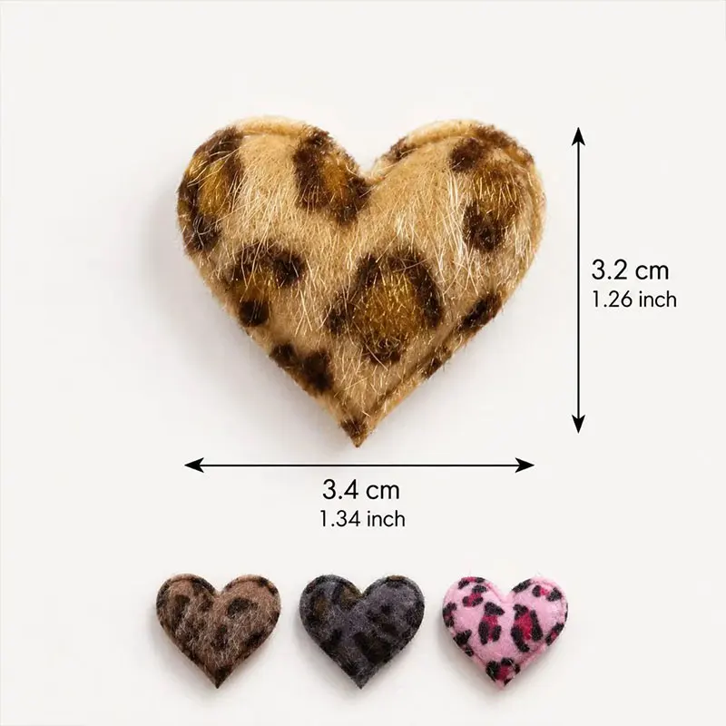 80 Stück Leopardenmuster-Haaraccessoires in Herzform, 3,2 x 3,4 cm, Haarspangen, Haarnadeln, Schleifen, Dekorationen für Kleidung und Accessoires. – Detail 6