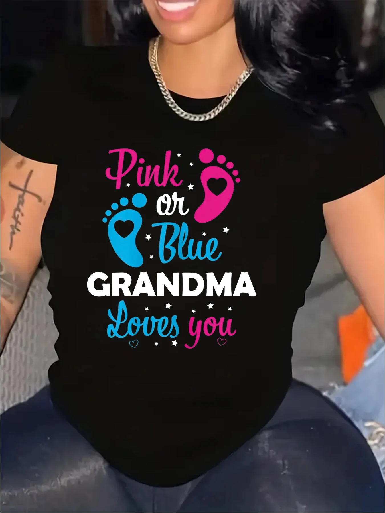 2024 Pink Or Blue Mommy Loves You Baby Gender Reveal Party Shower T-Shirt