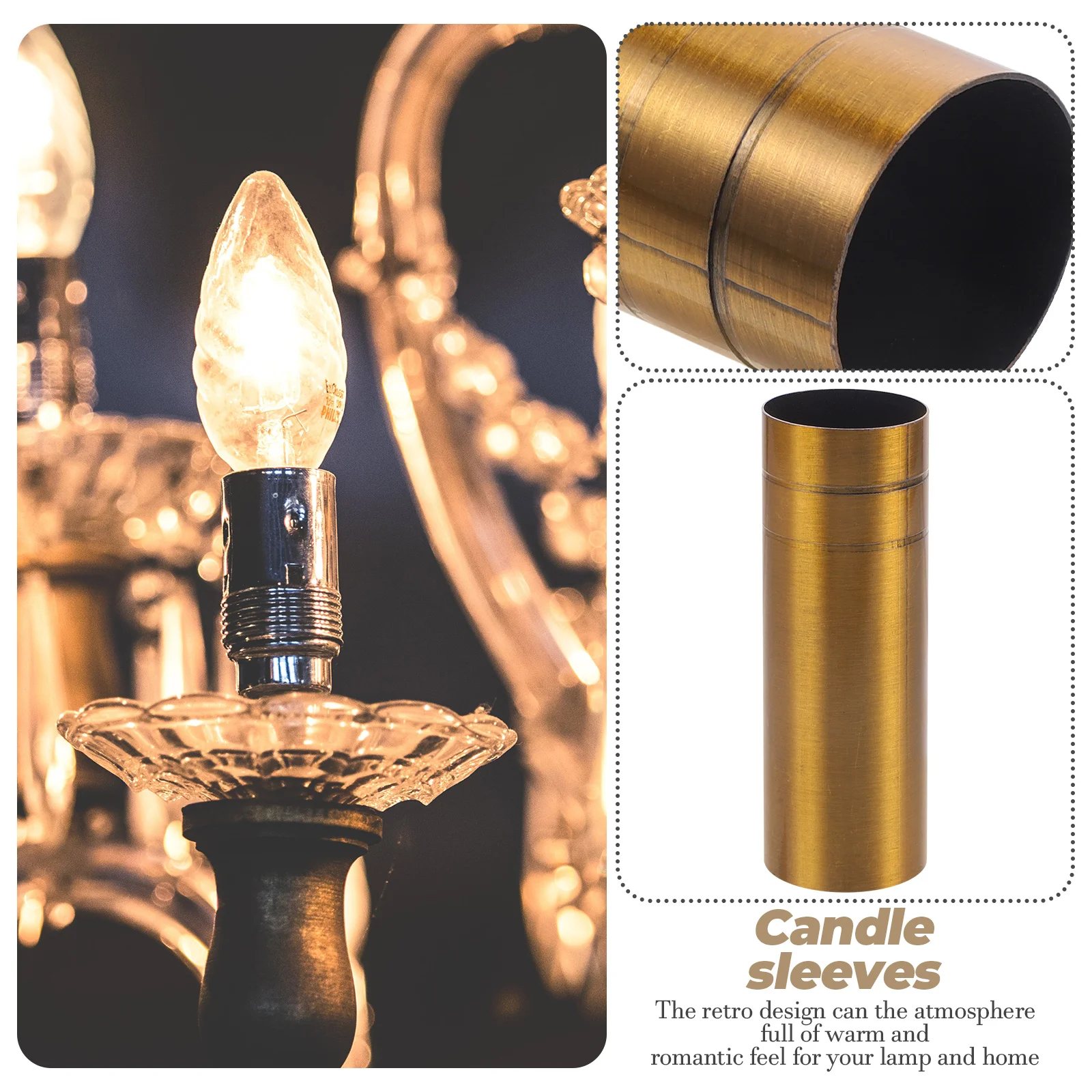 

6 Pcs Lamp Head Wire Cutting Covers Tube Sleeves 25x80 Gold Copper Iron Material Chandelier Base Sockets Replace Parts