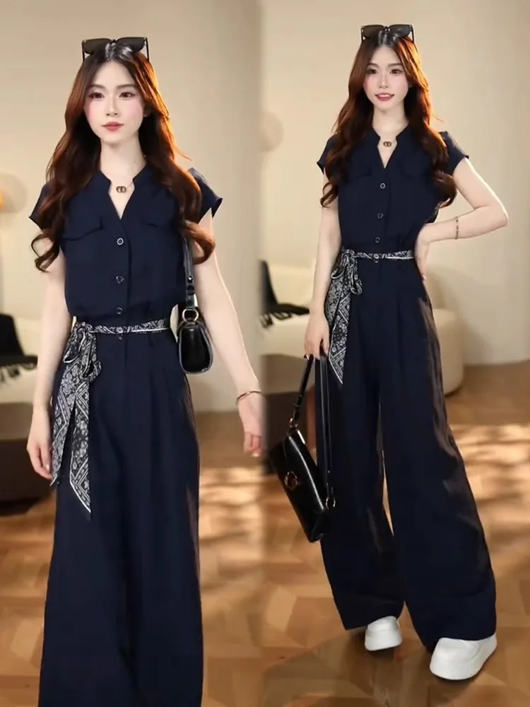 ファイオナブル レディース スーツセット 初秋新作 スリムフィット ワンピースパンツ ハイウエスト ドレープ感 トレンド カジュアル 通気性 ポリ...