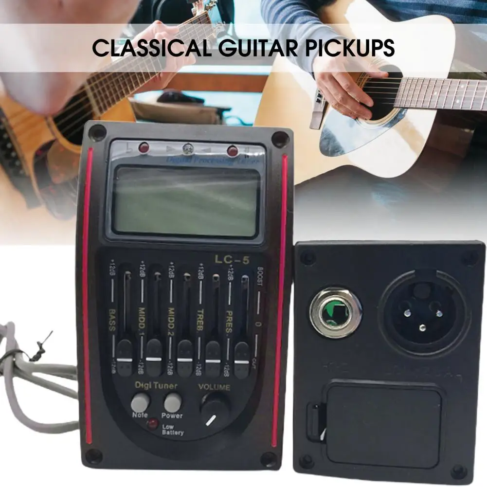 Acoustic Guitar Pickup 1 Set Sturdy Backlight Battery Operated  Clear Screen Active Guitar Pickup Guitar Accessories