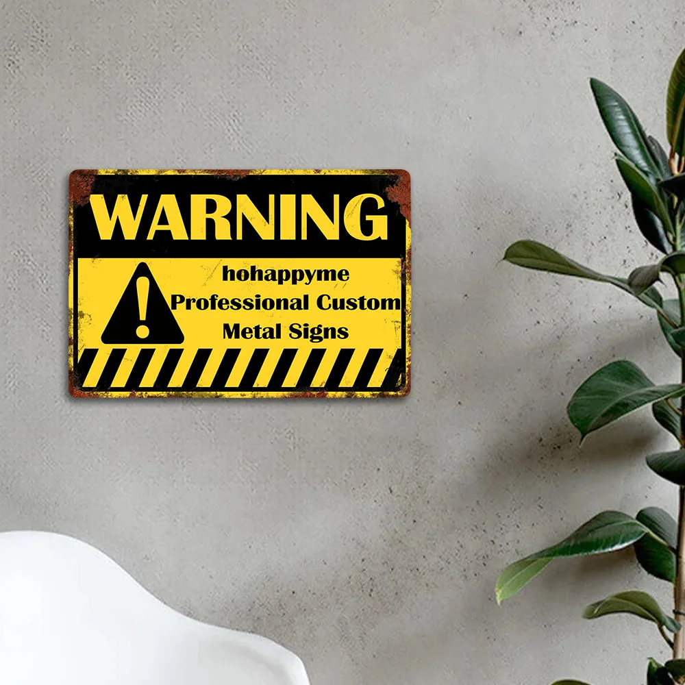 Customizable Vintage Warning Metal Tin Sign Personalised Street Plaque Living Room Office Decor Custom Text Printing