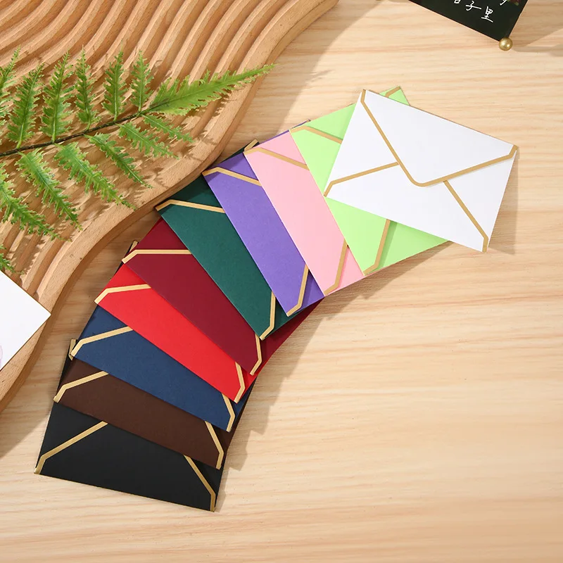 50pcs Gilding Envelopes Bag Wedding Small Business Supplies DIY Postcard 150g Paper Invitations Storage Packaging Stationery