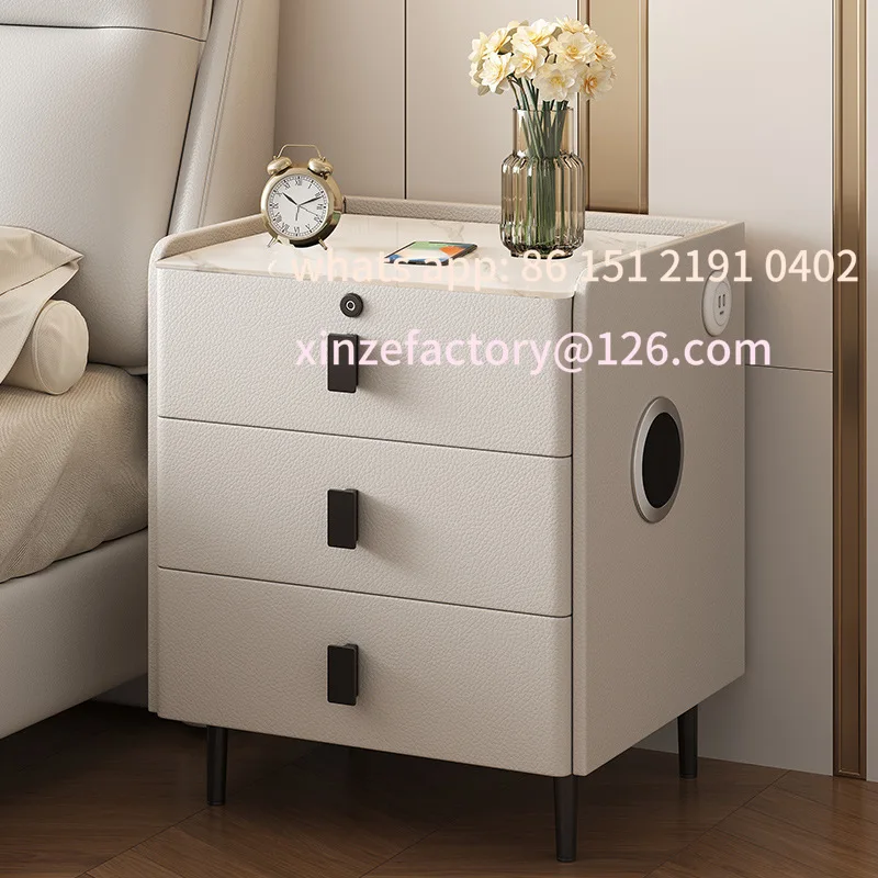 

Customizable simple modern light luxury bedroom bedside table wireless charging multi-function cabinet