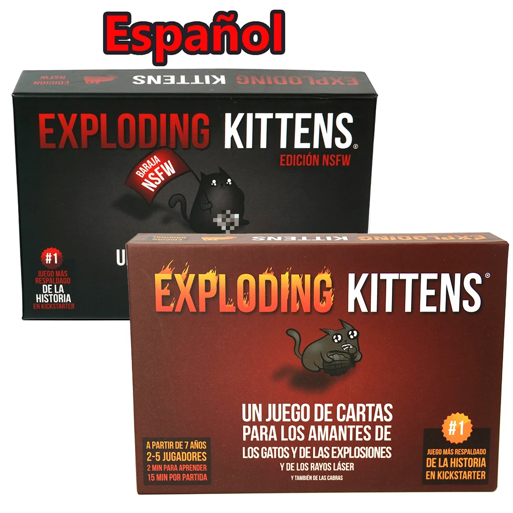 Spanish Version Exploding Kittens Card Game Fun Family Games 56 Cards With Box And Instructions NSFW