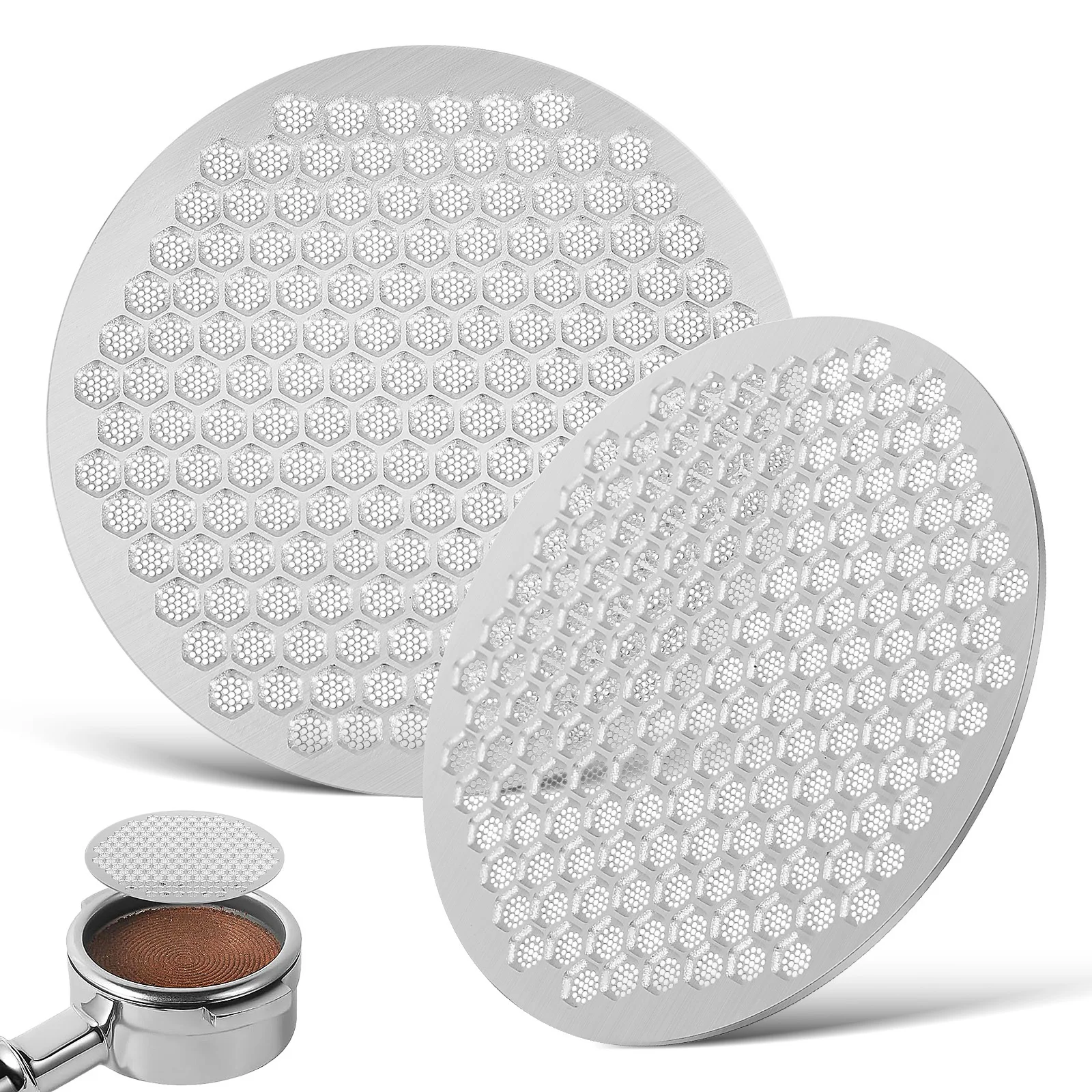 

2Pcs Espresso Puck Screen Metal Mesh Coffee Filter Reusable Filter Screen Smooth Flow Portable Size Fits Most Espresso Machines
