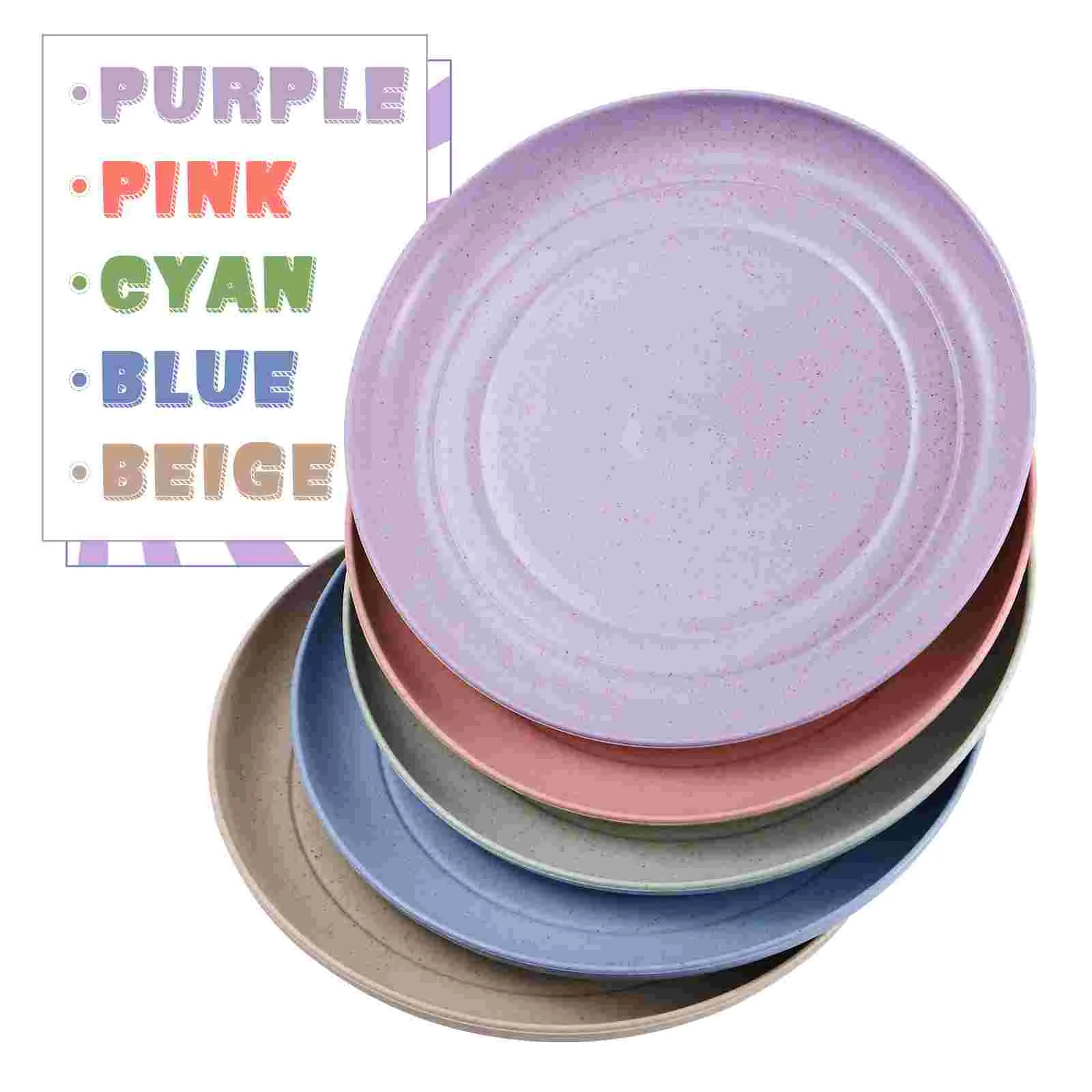 5pcs Plates Unbreakable Lightweight Dinner Plates Reusable Sturdy Dinnerware Set for Home Kitchen