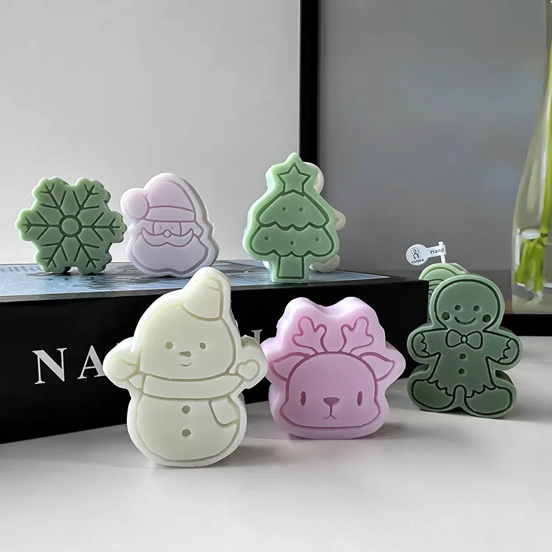 Christmas Aroma Candle Silicone Mold DIY Gingerbread Man Chocolate Cookies Baking Mould Christmas Ornaments Making