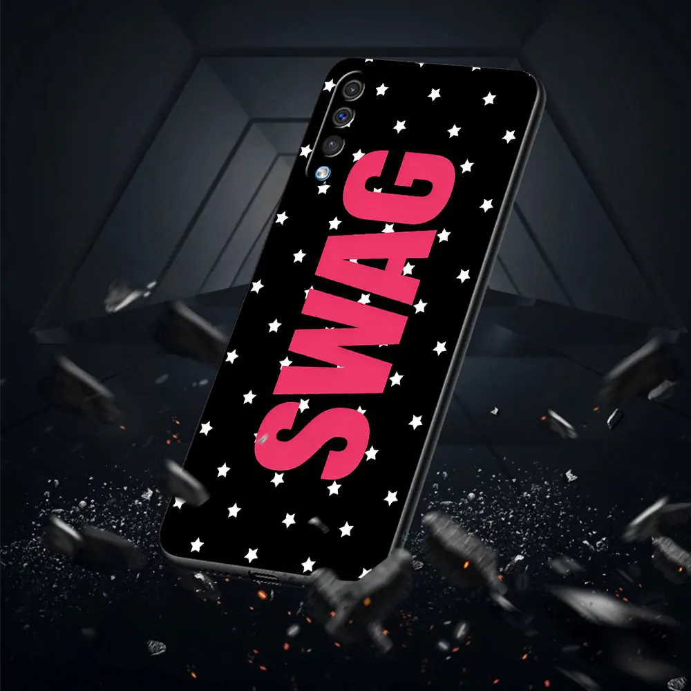 Black TPU Case for Samsung Galaxy A30s A10 A10s A20 A20s A70s A06 A9 A40 A7 A8 A04s A50s A5 Retro SWAG Y2k Frosted Phone Cover