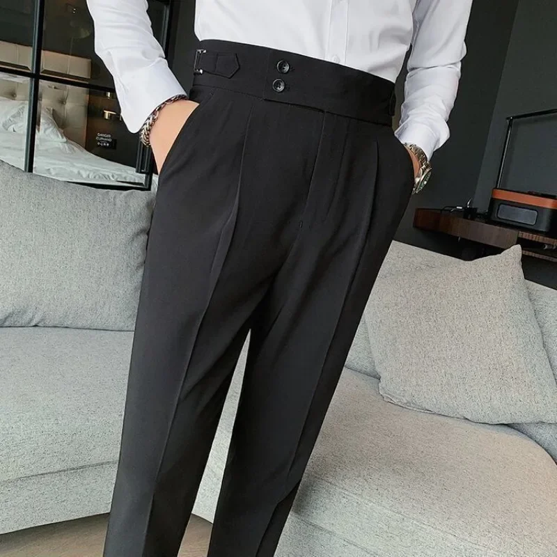 Wide Leg Male Suit Trousers Plus Big Size Gray Men\'s Summer Pants Formal Clothes Offer Luxury Thin Casual Work Wear Fabric 2024