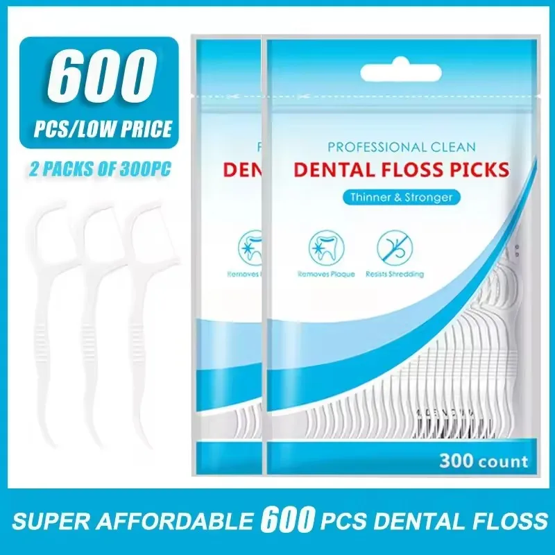 30/100/300/600PCS Floss Family Pack Ultra-fine Toothpick Disposable Flat Floss Portable Flossing Double Head Use Oral Hygiene