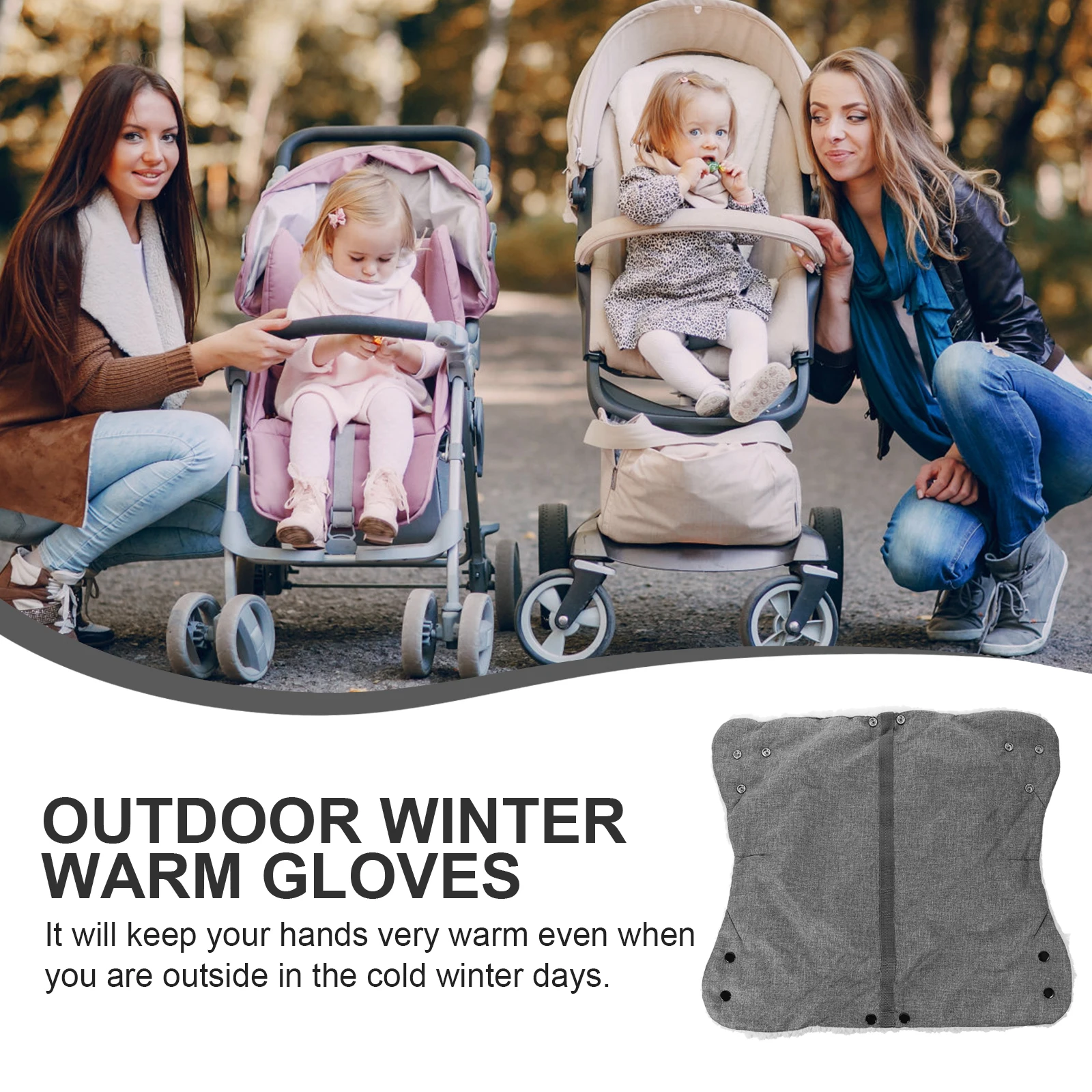 

Oxford Fabric Winter Stroller Hand Muff Thick Warm Gloves Windproof Anti-Freeze Gloves Outdoor Baby Stroller Use