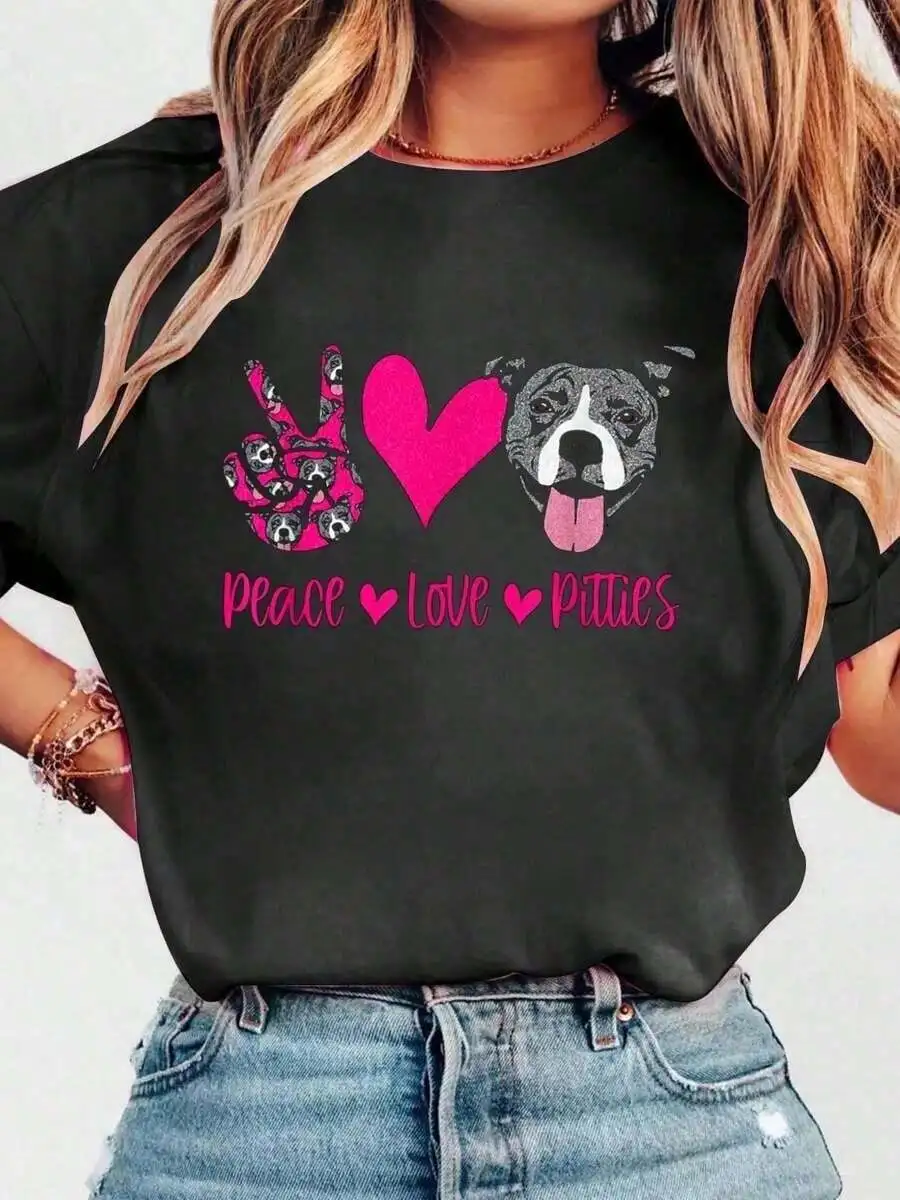 2026 Summer ClothesPit Bull Lives Matter Pittie Puppy Dog Mom Ladies Pitbull T-Shirt Print Cotton Tee Graphic Tee Women Tops, Su