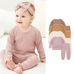 Striped Bamboo Fiber Toddler Pajamas Set Soft Kid Baby Boy Girl Clothes Long-Sleeve Baby Clothing Set Sleepwear for Girls