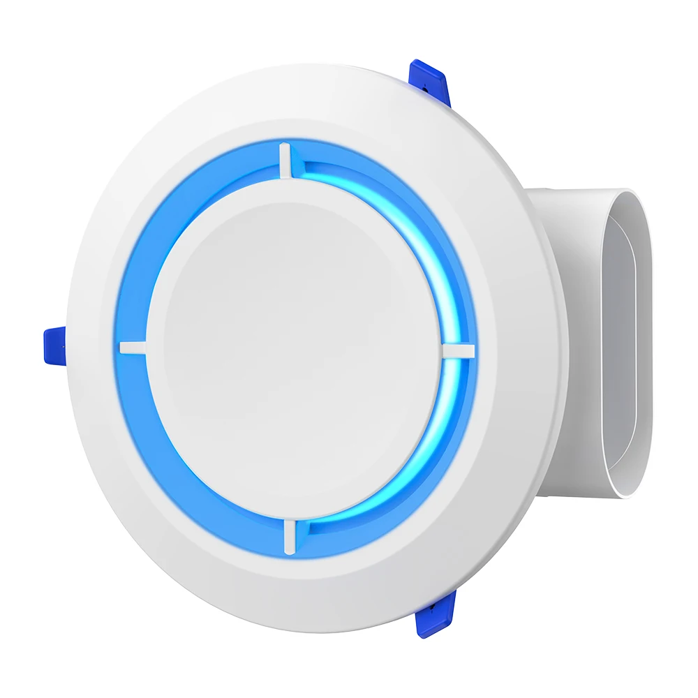 Round Snap-in Bathroom Exhaust Fan with Blue Light Mosquito Killer, Backdraft Damper, Powerful, Compact for Gypsum/Honeycomb