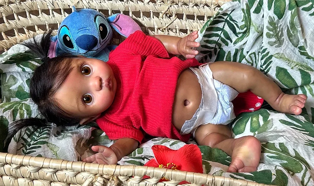 DLS Customized Limited Supply 16inch Reborn Baby Peeka With Hand-Rooted Hair Dark Skin Already Finished Doll Different Dress