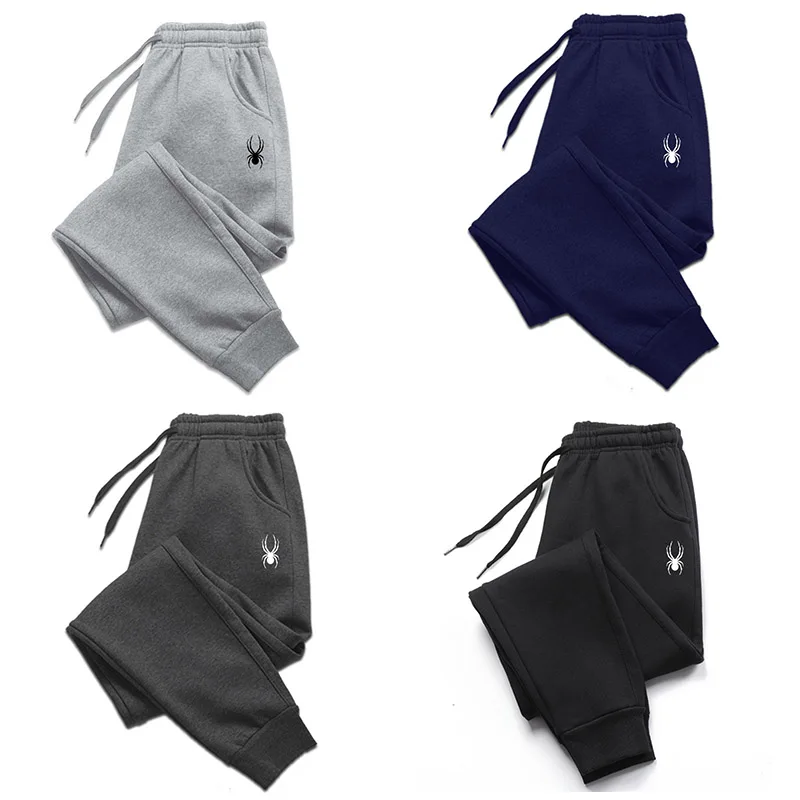 Men's Casual Pants Autumn Winter Fleece Sweatpants Men Running Jogger Sports Gym Trousers Fashion Solid Color Workout Long Pants