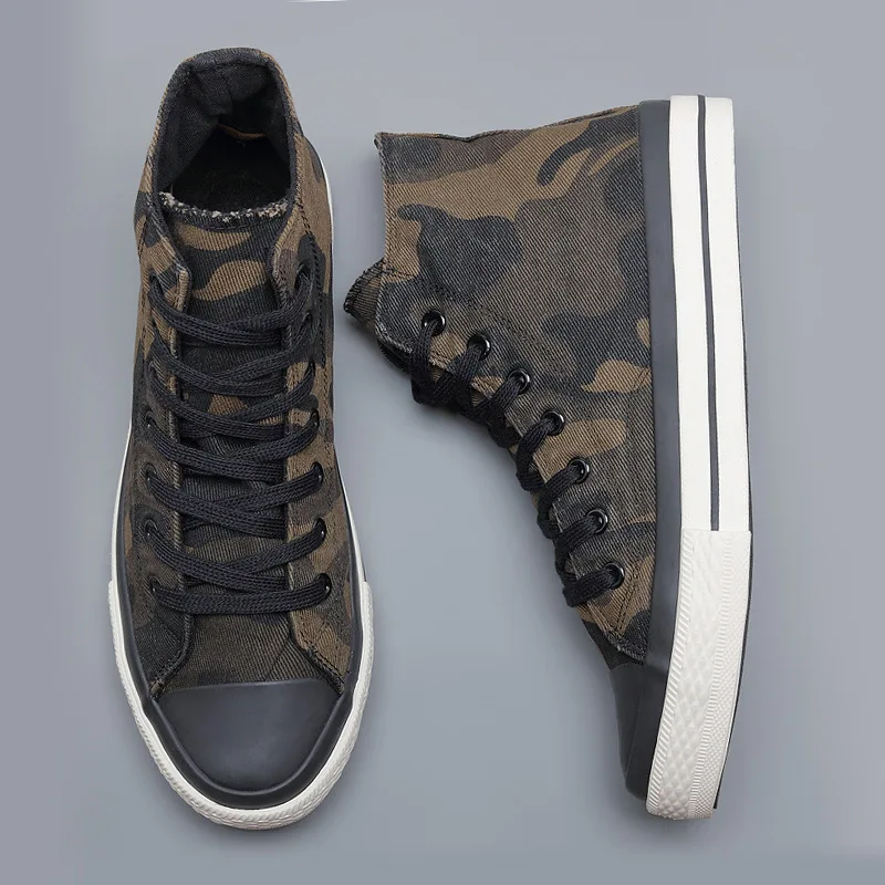 New Fashion Shoes Autumn High Top Casual Shoes Korean Camouflage Canvas Shoes  Sneakers  Men\'s Board Shoes Tenis Shoes