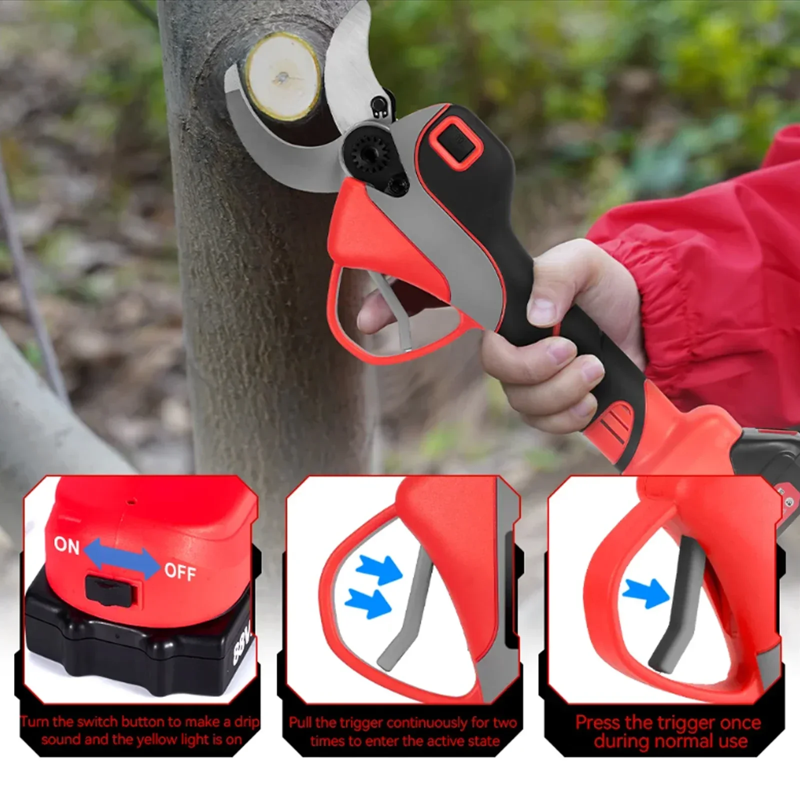 

New Brushless 28MM Electric Pruning Shear 2 Gears Cordless Ruit Tree Bonsai Pruning Garden Tools with LED for Makita 18V Battery