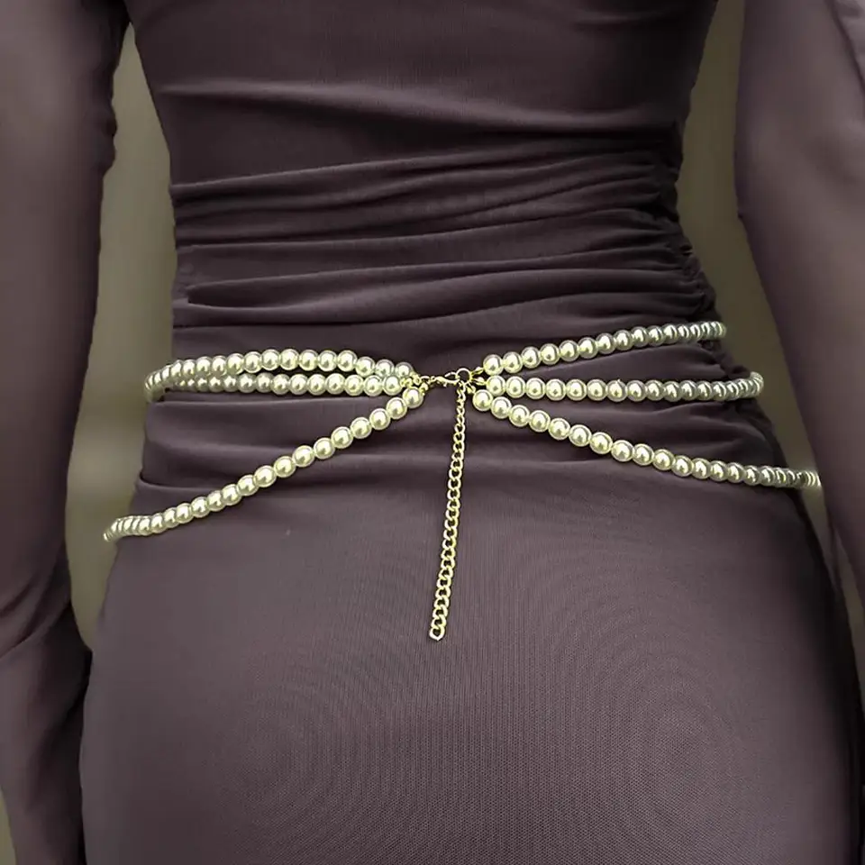 Fashion Vintage Belt Multi-layer Pearl Waist Chain For Women
