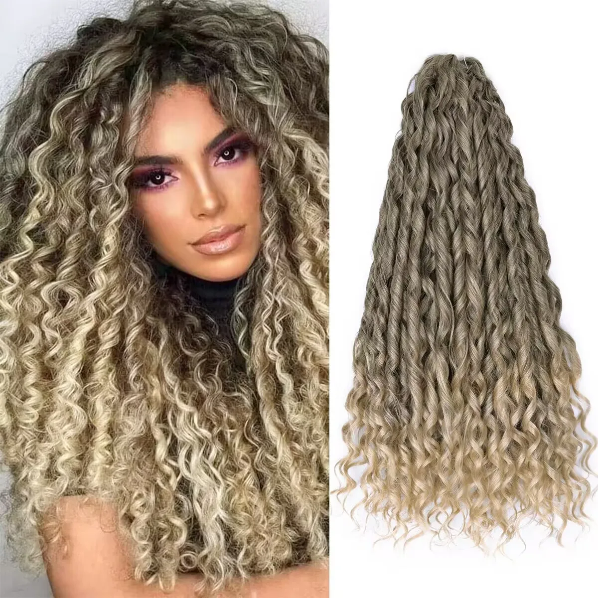 Jessica Hair-Extensions Capillaires Synthétiques Bouclées, Deep Wavy Twist, Crochet Braids, Haute Température, 22"