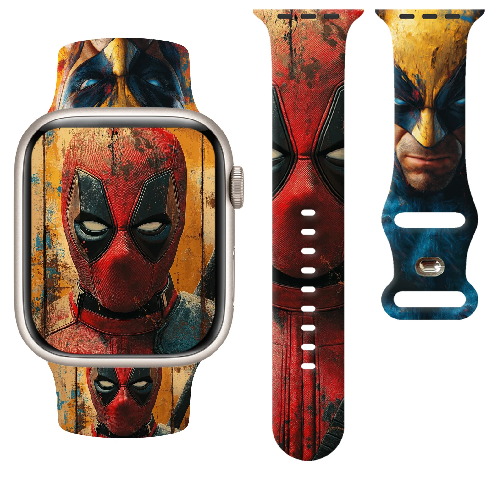 

Disney Deadpool Wolverine Silicone Strap for Apple Watch 10 9 8 7 Band Replaceable Bracelet for iWatch 46mm 45mm 44mm 42mm 40mm