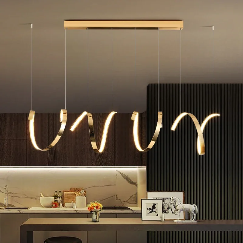 

Modern Irregular Gold Led Pendant Lights Living Dining Room Chandeliers Lighting Home Decor Kitchen Bar Hanging Lamp Luminaire