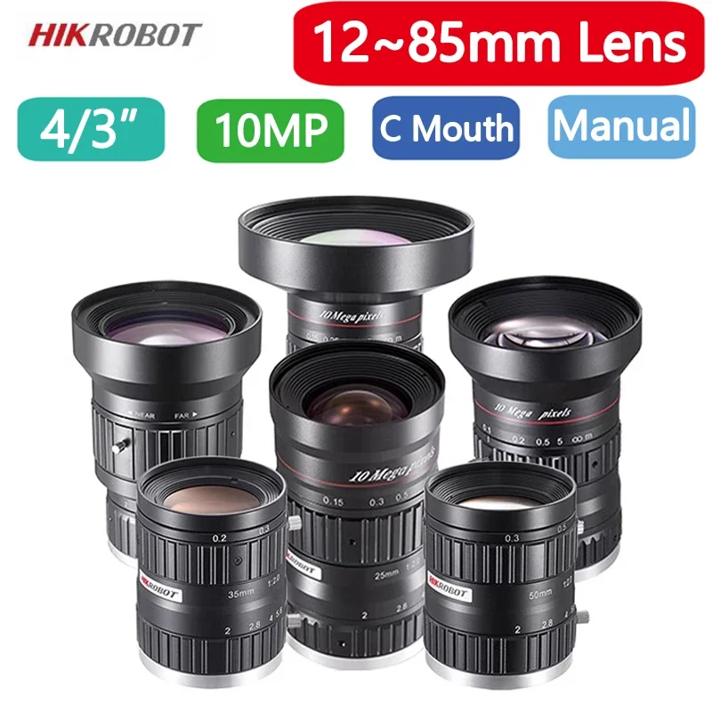 

HikRobot F2.0 4/3" 10MP Machine Vision Fixed Focal Lens C-Mount 12mm 16mm 25mm 35mm 50mm 85mm Manual Iris