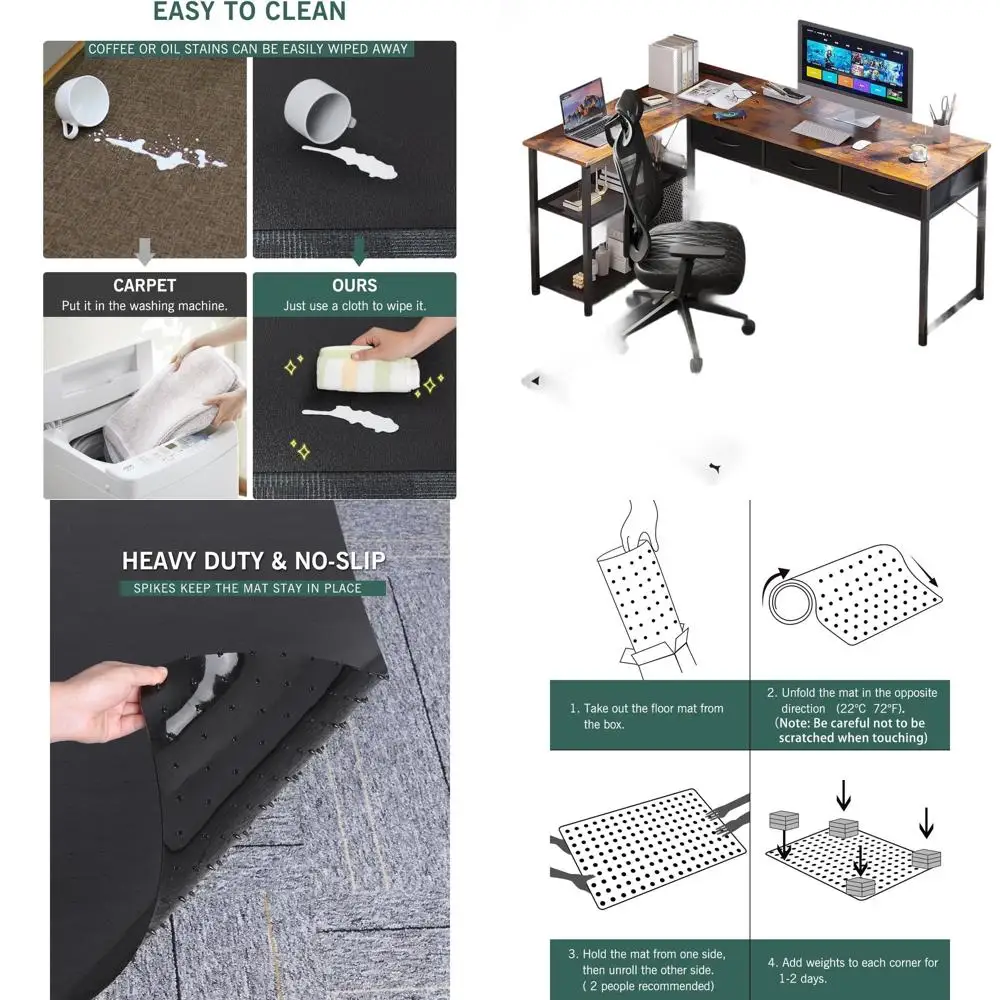 

Extra-Large Carpet Chair Mat, 36x48 Non-Slip Waterproof Desk Mat for Office Chairs, Heavy-Duty Vinyl Floor Protector, Smooth Gli