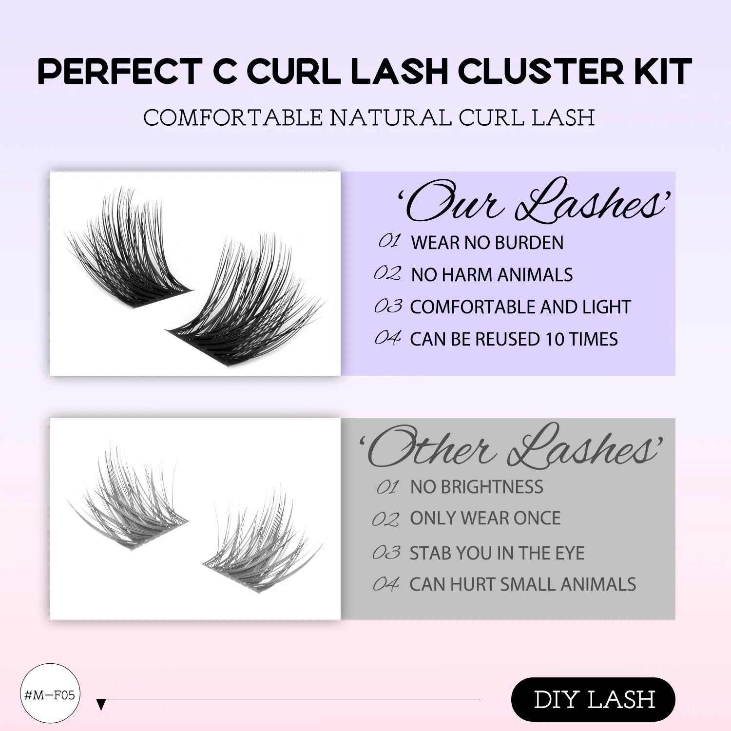 ​ GROINNEYA ​ ​   Soffici kit per ciglia a grappolo fai-da-te Ciglia individuali Estensione ciglia duratura Colla e guarnizione per ciglia ​ ​   Strumenti Trucco facile