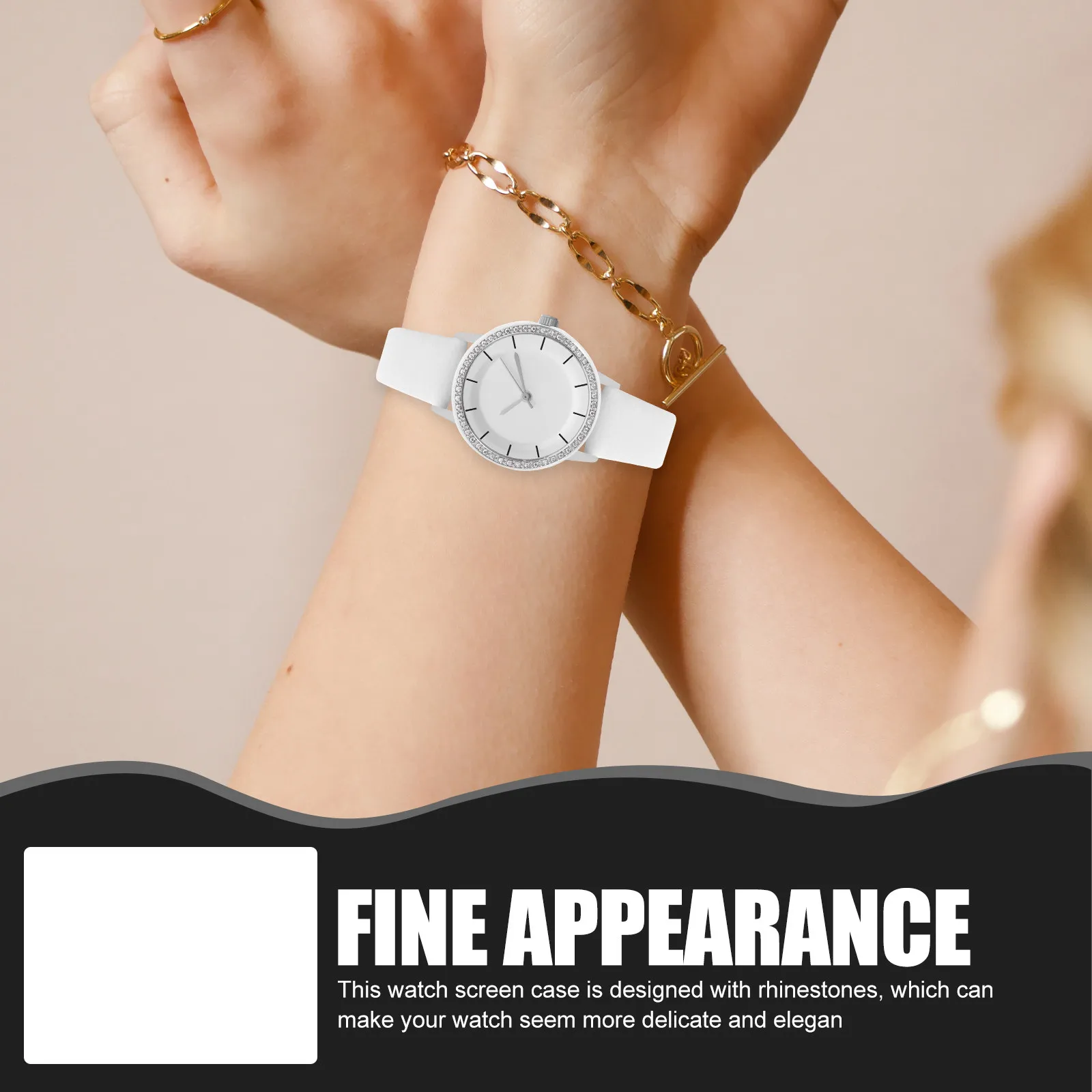 

2Pcs Watch Protection Accessory Rhinestone Bumper Case Reusable Anti-Shock Cover Detachable Protective Shell Compatible