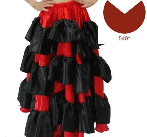 Trajes de dança espanhola para crianças, vestido vermelho longo estilo flamenco, saia de salão para meninas, roupas de criança