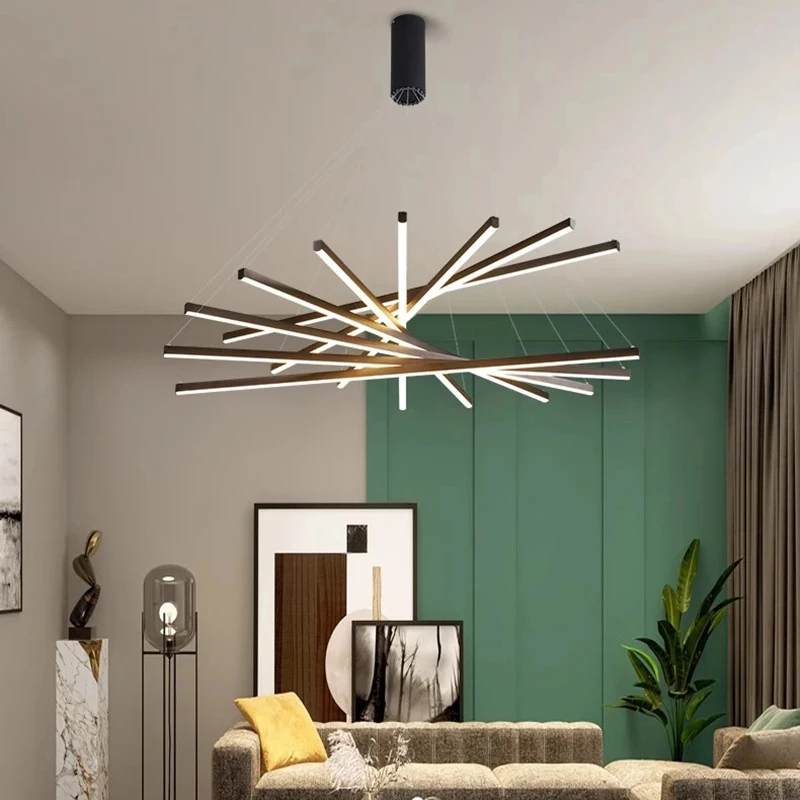 Modern LED Bar Shaped Ceiling Chandelier Stair Light for Living Room Duplex Highrise Building 90-260V Indoor Hanging Lamp